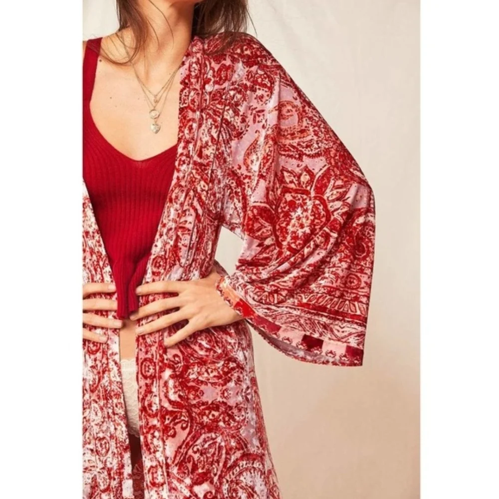 Free People Intimately "Enchanted" Romantic Crushed Velvet Robe Duster XS FP - Picture 9 of 16